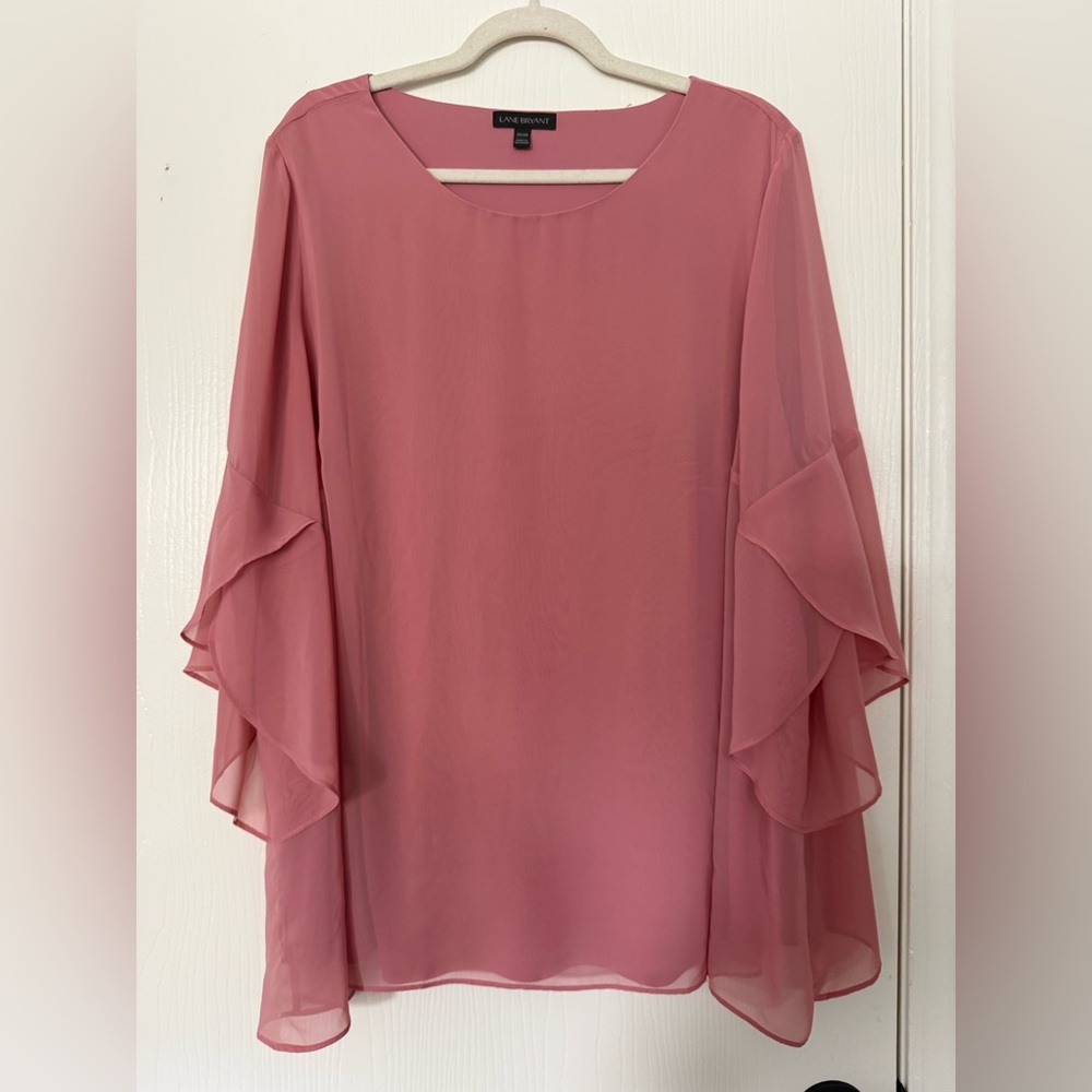 Lane Bryant Pink Layered Sleeve Blouse